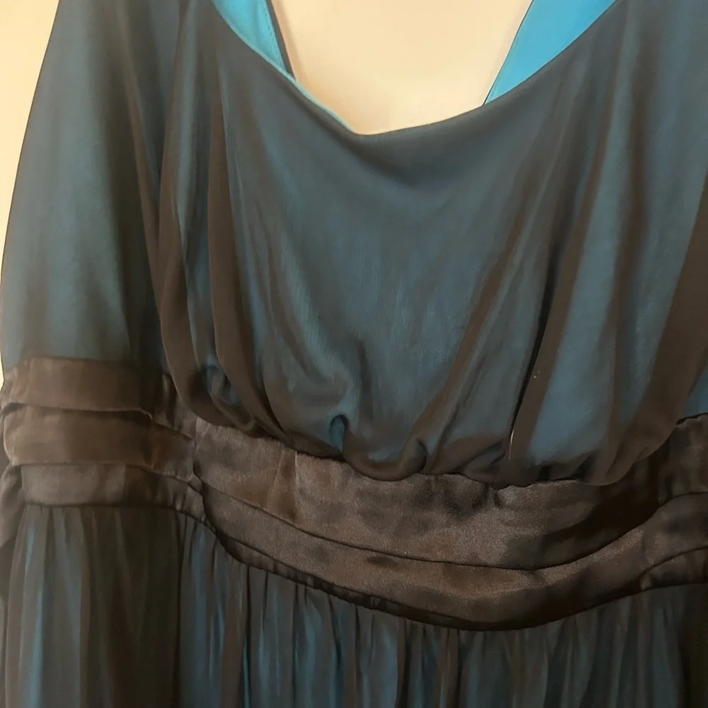 Blu Sage Y2K whimsy Goth size 20 baby doll tie, bag, blue and black dress